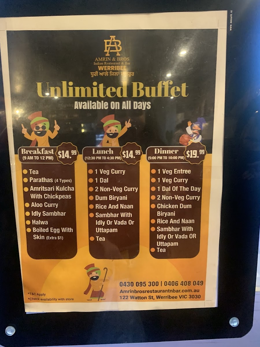 Menu Amrin And Bros Indian Restaurant & Bar-10
