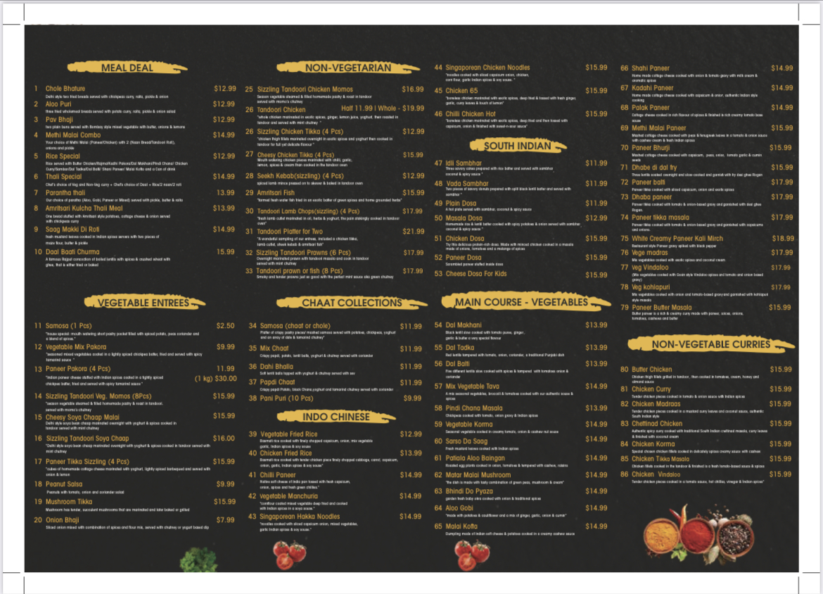 Menu Amrin And Bros Indian Restaurant & Bar-2