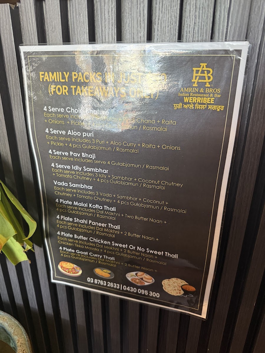 Menu Amrin And Bros Indian Restaurant & Bar-7