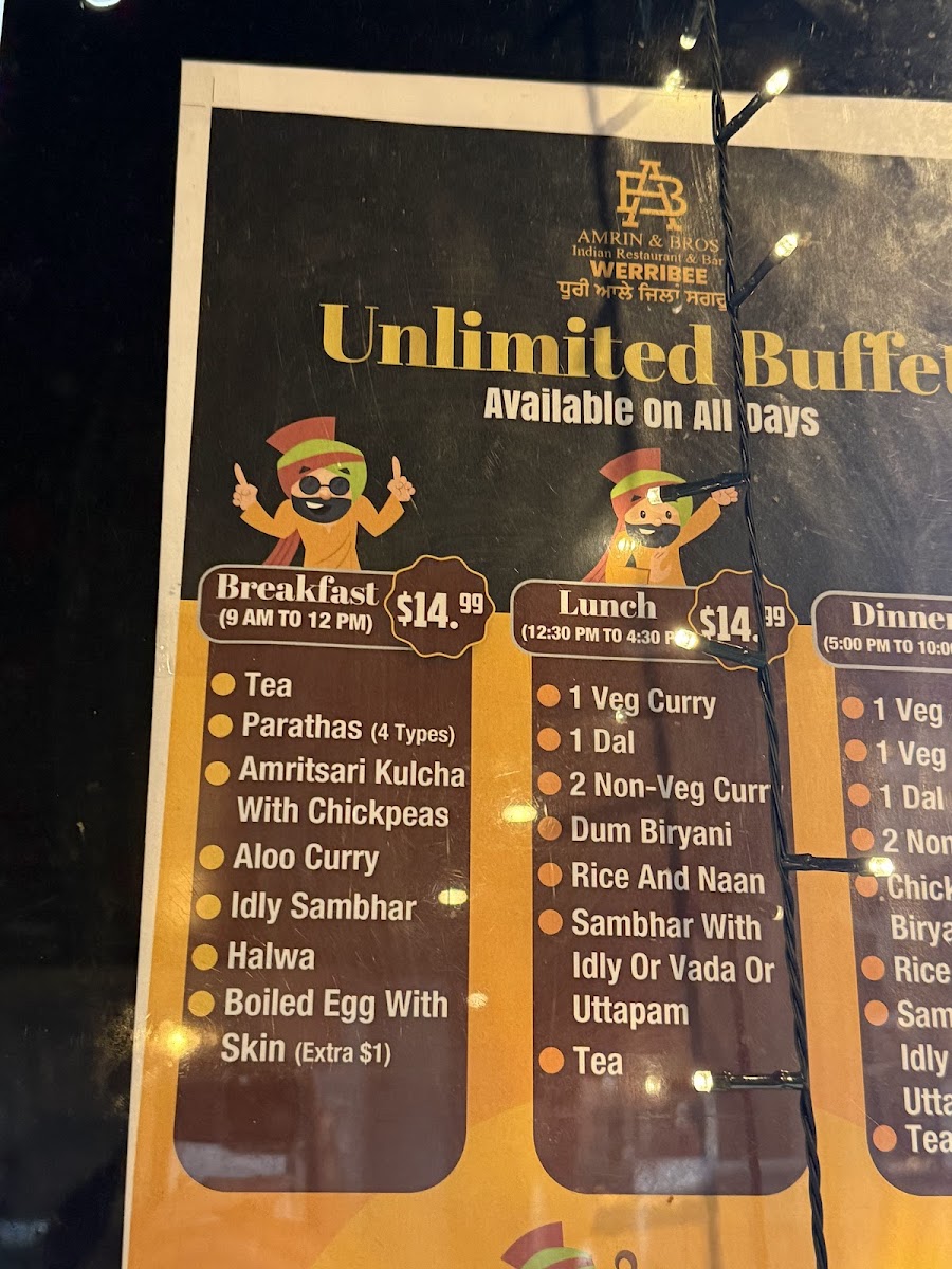 Menu Amrin And Bros Indian Restaurant & Bar-8